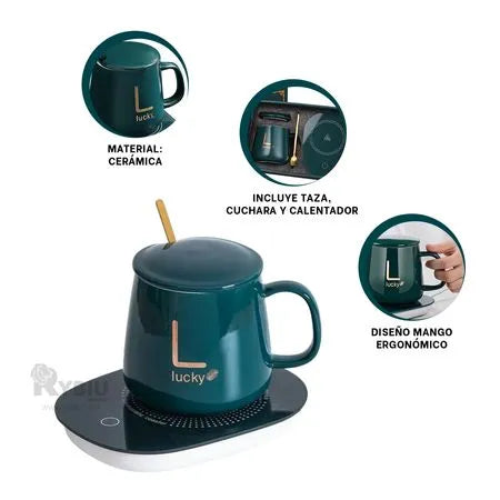 TAZA CERAMICA MUG - BASE ELECTRICA: DILE ADIÓS A LAS BEBIDAS FRIAS