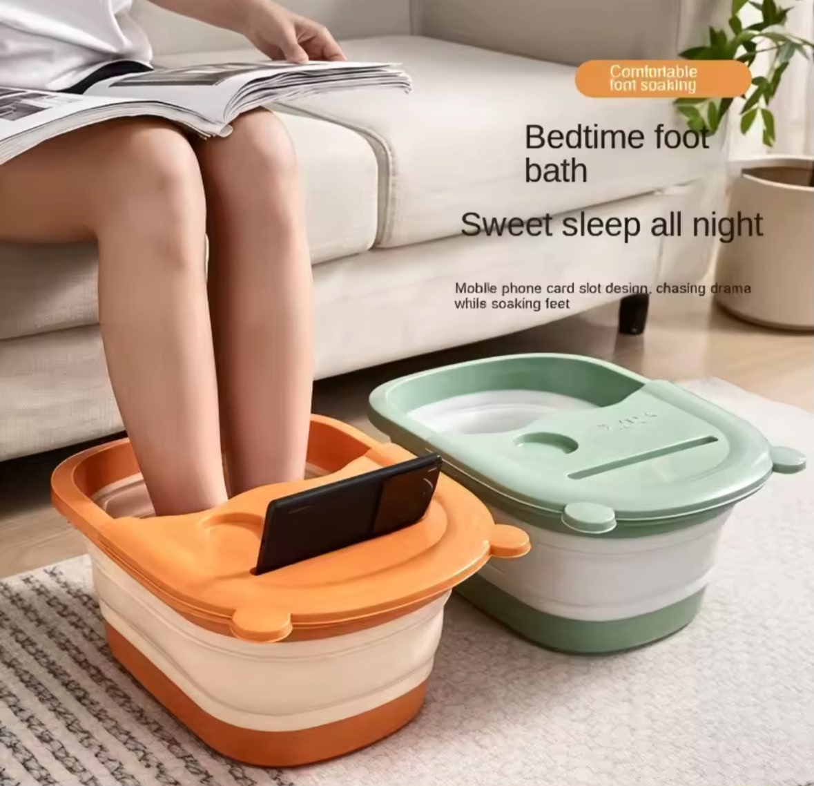 COMBO SPA EN CASA: BALDE MASAJEADOR PLEGABLE + MEDIAS DE GEL HIDRATANTES