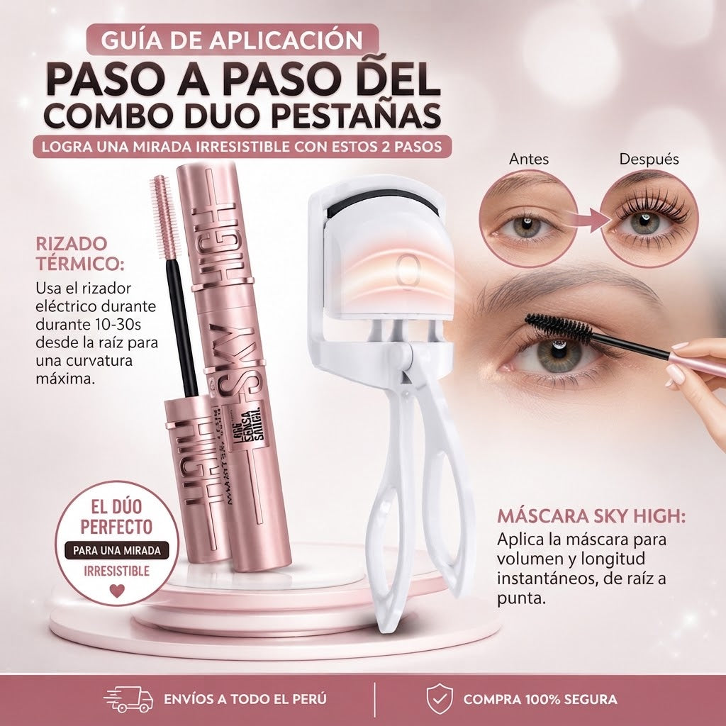 Combo Pestañas Perfectas: Máscara Sky High + Rizador Eléctrico 🎁