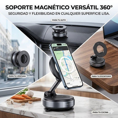Soporte Magnético 360° de Celular para Auto - Escritorio - Vidrio