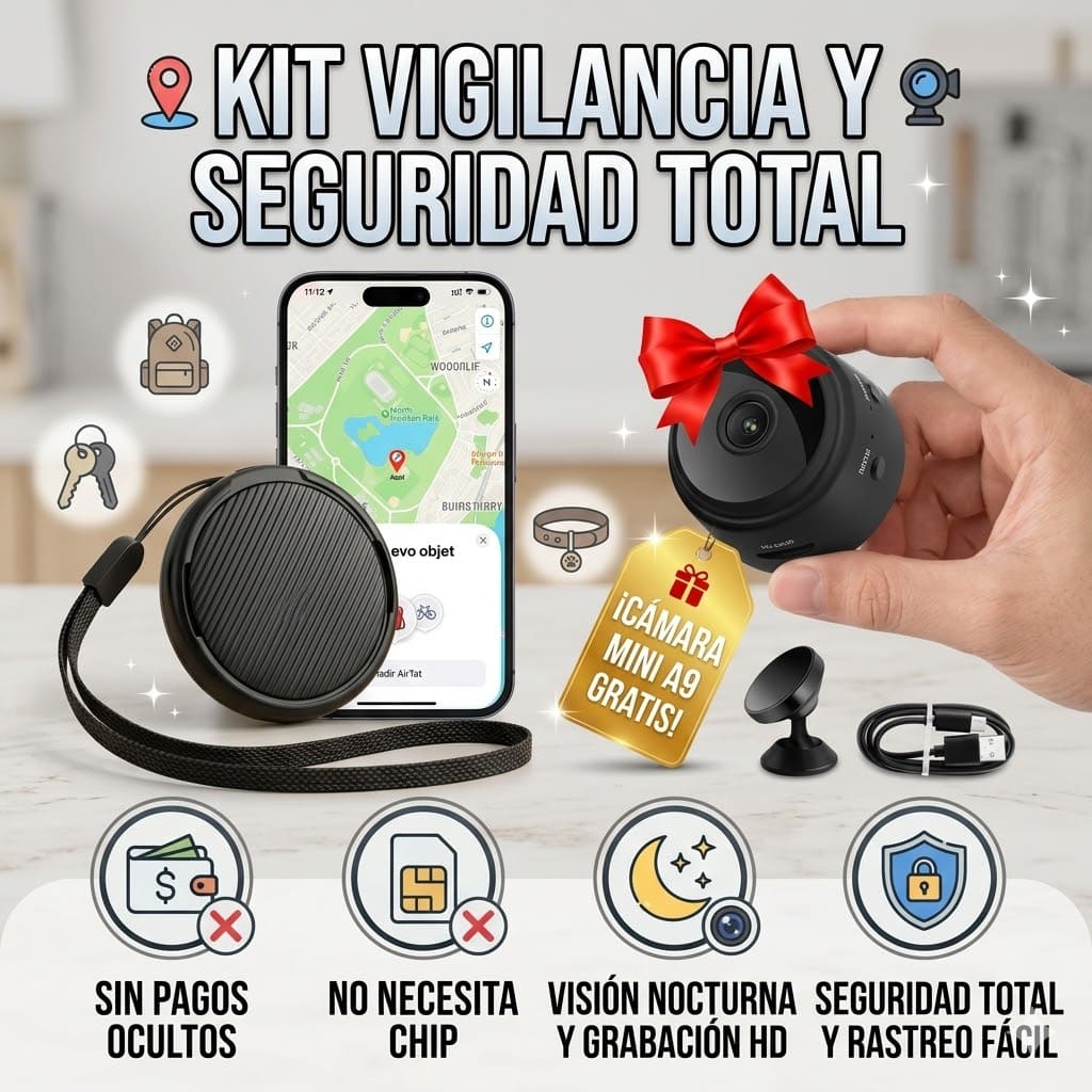 Kit Seguridad Total: Localizador Inteligente + Cámara Espia A9 (GRATIS)