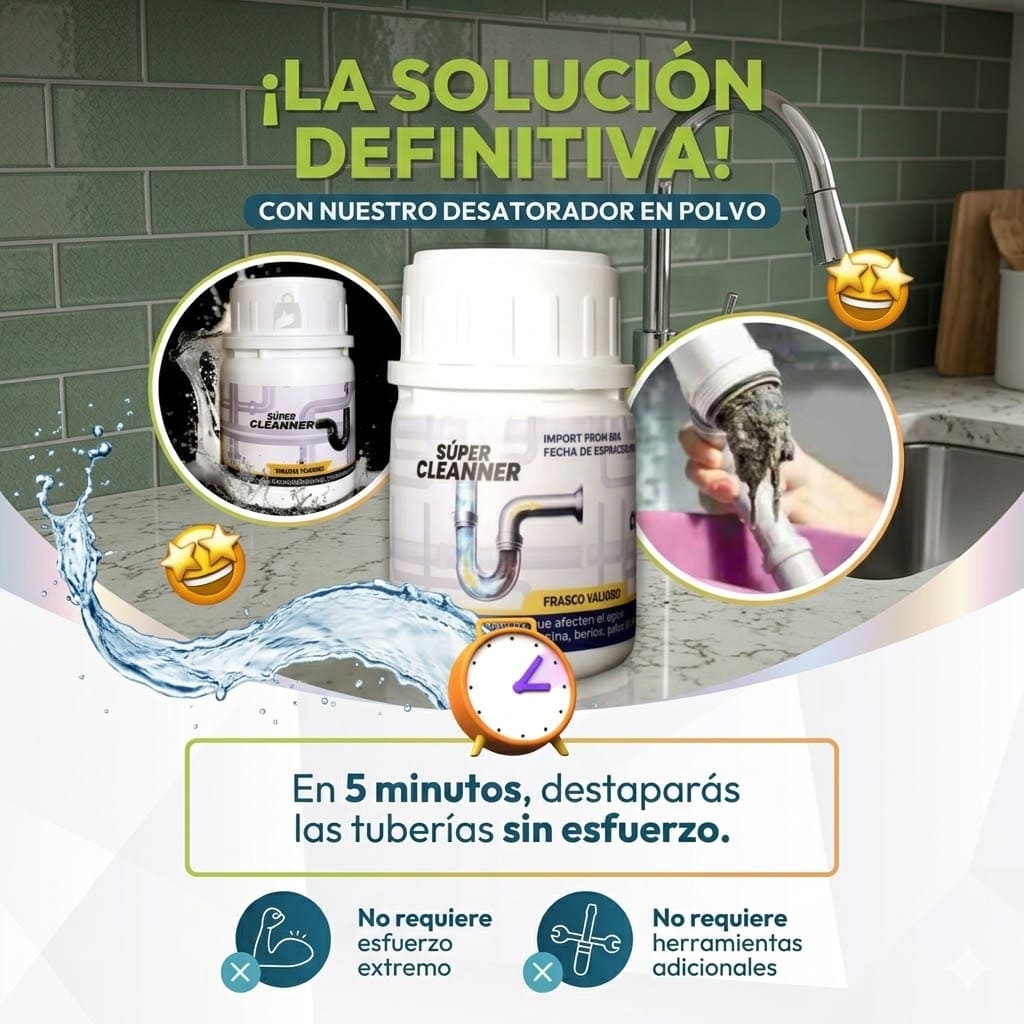 Desatador Tuberias en Polvo - Super Cleanner 2 x 1