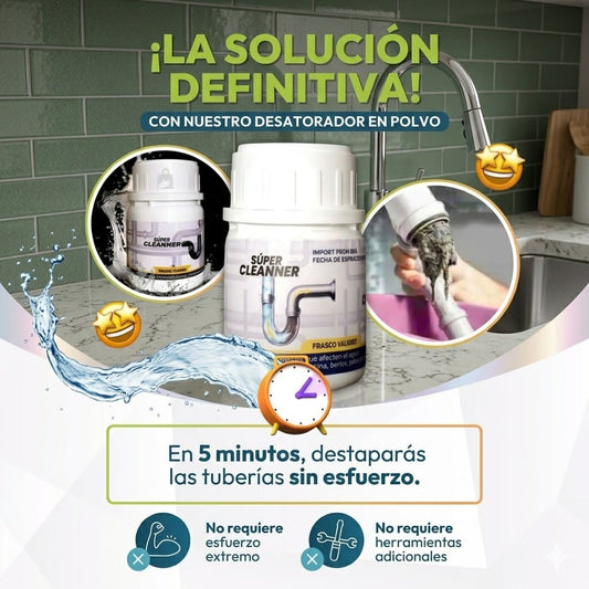 Desatador Tuberias en Polvo - Super Cleanner 2 x 1
