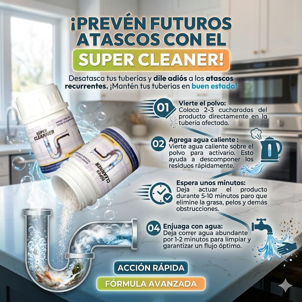Desatador Tuberias en Polvo - Super Cleanner 2 x 1