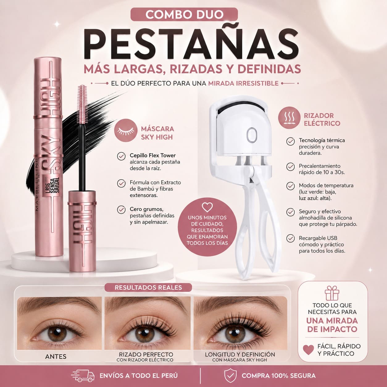 Combo Pestañas Perfectas: Máscara Sky High + Rizador Eléctrico 🎁