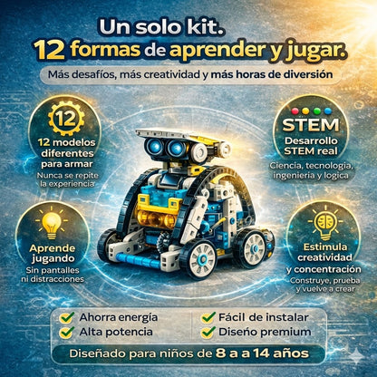 Kit Robot Solar 12 en 1: ¡Diversión Infinita sin Pilas! ☀️