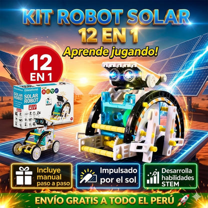Kit Robot Solar 12 en 1: ¡Diversión Infinita sin Pilas! ☀️
