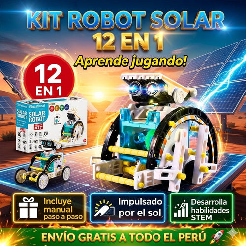 Kit Robot Solar 12 en 1: ¡Diversión Infinita sin Pilas! ☀️